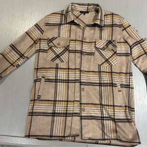 Vici Plaid Flannel Shacket with Fringe